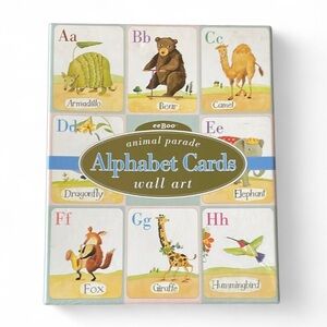 EeBoo Animal Parade Alphabet Cards Wall Art for Nursery Playroom 8”x10”